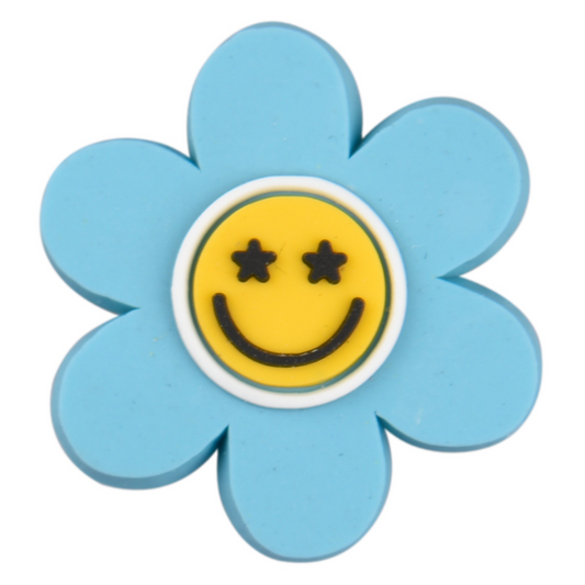 Blue Smiley Flower Charm